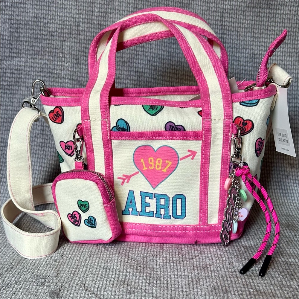Aeropostale Aero Conversation Hearts Valentine's Day mini tote crossbody bag Y2K